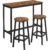 VASAGLE Set masa bar cu 2 scaune rotunde, cadru metalic, stil industrial, 100x40x90 cm, maro rustic