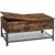 VASAGLE Masuta de cafea cu capac rabatabil, compartiment depozitare ascuns si raft plasa, industrial, 100x55x47cm, maro rustic si negru