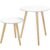 VASAGLE Masa de cafea, set de 2 bucati, picioare din lemn si blat MDF, design minimalist scandinav, 45x50cm si 35x35cm, alb