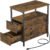 VASAGLE Noptiera 60x35x61 cm, cu 2 sertare, rafturi si priza incorporata, PAL si otel, maro rustic