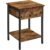 VASAGLE Noptiera din lemn cu cadru din otel, 1 sertar si 1 raft, 40x40x55, maro rustic si negru