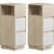 VASAGLE Set 2 noptiere inguste, cu 2 sertare si compartiment deschis, PAL si MDF, 30x25x65 cm, bej si alb