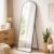 SONGMICS Oglinda podea, cu rama aluminiu si sticla securizata, design curbat, 150×40 cm, negru
