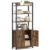 VASAGLE Biblioteca cu rafturi deschise si dulap integrat, cadru metalic si PAL, 24x60x160 cm, maro rustic