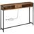 VASAGLE Masa tip consola ingusta, cu 2 prize si 2 porturi USB incorporate, 120x25x81 cm, maro rustic