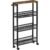 VASAGLE Carucior de bucatarie ingust cu roti, 4 niveluri, cadru metalic, 13x47x77 cm, maro rustic
