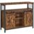 VASAGLE Comoda pentru living sau bucatarie, cu 2 usi glisante, rafturi reglabile, stil rustic, 33x100x80cm, maro si negru