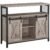 VASAGLE Comoda pentru living sau bucatarie, cu 2 usi glisante, rafturi reglabile, stil rustic, 33x100x80cm, gri