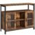 VASAGLE Comoda tip bufet, cu 2 usi cu sticla, rafuri reglabile, stil industrial, 100x35x80cm, maro rustic