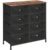 SONGMICS Comoda cu cadru metalic si 8 sertare din textil, stil industrial, 80x30x82cm, maro rustic si negru