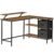 VASAGLE Birou in forma de L, suport monitor, 2 rafturi si 2 sertare, 105x135x76 cm, maro rustic