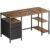 VASAGLE Birou calculator cu 3 rafturi si 2 sertare, cadru metalic, stil industrial, 140x60x76 cm, maro rustic