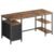 VASAGLE Birou cu 3 rafturi si 2 sertare, cadru metalic si PAL, montaj reversibil, 160x60x76 cm, maro rustic