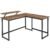VASAGLE Birou in forma de L cu suport pentru monitor, cadru metalic, 140x130x76cm, maro rustic