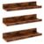 VASAGLE Set 3 rafturi suspendate plutitoare, cu margine frontala inaltata, 38x10x5 cm, maro rustic