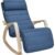 SONGMICS Scaun balansoar din lemn, suport picioare reglabil, maxim 150kg, 122x67x84 cm, albastru inchis