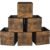 SONGMICS Set 6 cutii de depozitare, pliabile cu maner, material textil si oxford, 30x30x30 cm, maro rustic