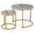 Set 2 masute cafea suprapozabile, MDF si metal, 60×50 cm si 40×40 cm, alb marmura si auriu