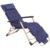 Sezlong metalic reglabil pe pozitii, cu perna si tetiera, 120kg, albastru