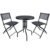 Set mobilier gradina Sersimo Oneiro, 2 scaune pliabile, 1 masa, negru