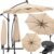 Umbrela de gradina cu brat lateral banana, iluminare LED, cu husa, 300cm, crem