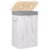 Cos de rufe cu capac, din bambus cu sac textil detasabil, 72 litri, 40x28x60 cm, alb si gri