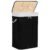 Cos de rufe cu capac, din bambus cu sac textil detasabil, 72 litri, 40x30x60 cm, negru