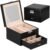 (DL) Cutie depozitare si organizare bijuterii, MDF, piele ecologica, 16 x 16 x 11cm, negru