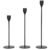 Set 3 suporturi de lumanare din metal, 23, 28 si 33cm, negru