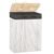 Cos pentru rufe din bambus, pliabil, cu 2 compartimente, volum 105 L, 63x52x33 cm, alb si gri inchis