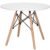Masa de cafea, rotunda, diametru 60 cm, inaltime 45 cm, Blat MDF, Picioare lemn, Alb