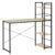 Birou cu blat MDF si rafturi laterale, cadru metalic, 120x48x122 cm, maro deschis
