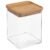 Cutie depozitare 5Five Eske patrata 1L, capac bambus, PS transparent
