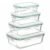 Set 4 recipiente din sticla termorezistenta, cu capac etans, BPA free, 350ml / 600ml / 1000ml / 1450ml , transparent