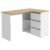 Birou colt Norge cu 3 sertare si 2 rafturi, 124x89x75 cm, alb si stejar