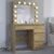 Masa de toaleta si machiaj Hollywood cu oglinda LED si 4 sertare, 94x43x140 cm, craft