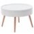 Masuta de cafea rotunda 60×40 cm, cu blat detasabil si spatiu depozitare, picioare din lemn de pin, alba