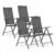 Set 4 scaune gradina 70x57x106 cm, pliante cu spatar reglabil 7 pozitii, structura otel si textilena, gri