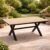 Masa pentru gradina, cadru aluminiu, blat polywood cu aspect de lemn, 180x100x75 cm, maro