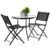 Set mobilier gradina sau balcon, masa semirotund sticla cu 2 scaune pliabile, negru