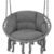 Scaun rotund Sersimo tip leagan suspendat cu perna Confort Plus casa sau gradina, gri inchis