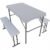 Set mobilier de camping pliabil, masa cu 2 banci, structura otel cu HDPE, 108x60cm, alb