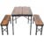 Set mobilier de camping pliabil, masa cu 2 banci, structura otel cu blat MDF, 90x60cm, maro