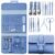 Set Manichiura si Pedichiura 16-in-1 cu plic din piele ecologica, model „MANI-CUT BLUE”, culoare Albastra