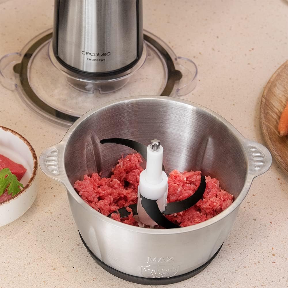 tocator cecotec chopbeat 1500 titanblack, 600w, 1.5 l, lame titan, vas inox, 2 viteze 3 Tocator Cecotec ChopBeat 1500 TitanBlack, 600W, 1.5 l, Lame titan, Vas Inox, 2 viteze - imagine 3
