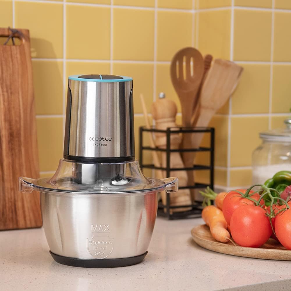 tocator cecotec chopbeat 1500 titanblack, 600w, 1.5 l, lame titan, vas inox, 2 viteze 2 Tocator Cecotec ChopBeat 1500 TitanBlack, 600W, 1.5 l, Lame titan, Vas Inox, 2 viteze - imagine 2