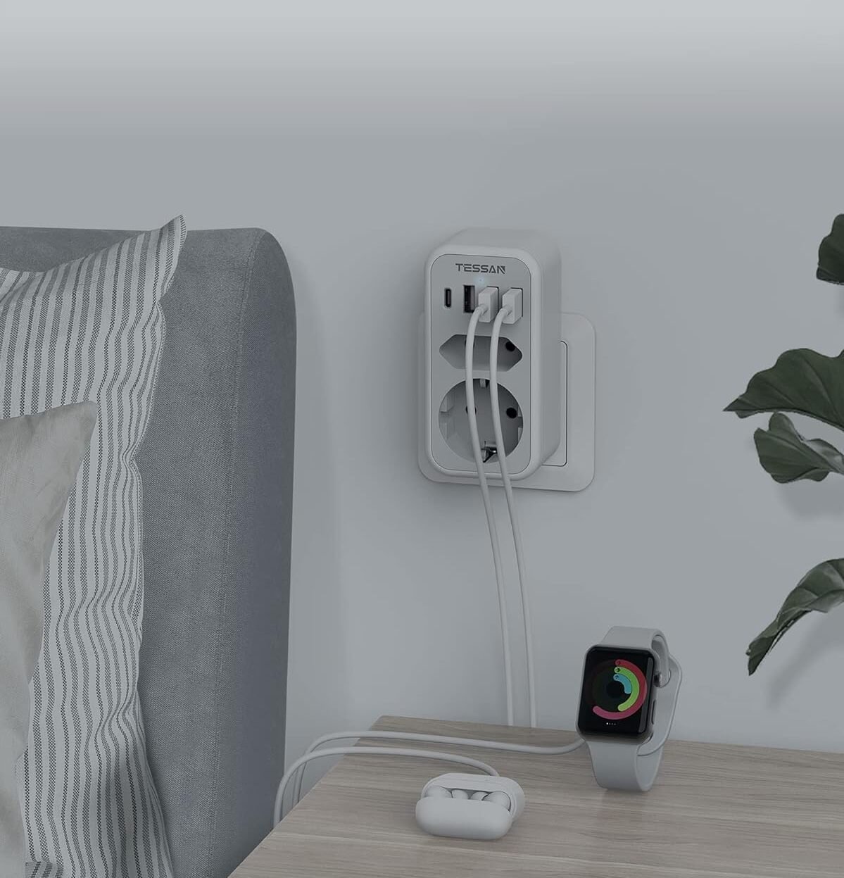 priza multipla tessan ts-328, 2 prize, 1 port usb-c, 3 porturi usb, 240 v, alb , 3600w 3 Priza Multipla Tessan TS-328, 2 Prize, 1 port USB-C, 3 Porturi USB, 240 V, Alb , 3600W - imagine 3