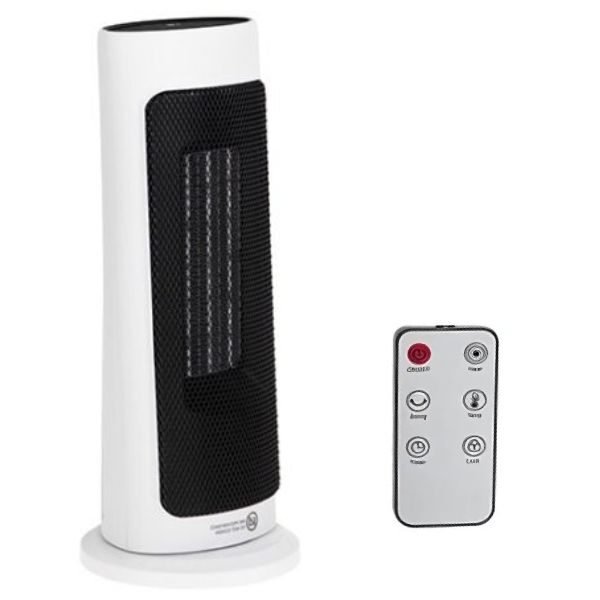 Ventilator Turn cu Telecomanda, Ceramic, Afisaj LCD, Control de la Distanta, 15-40°C, 2000W, 42 cm, Alb
