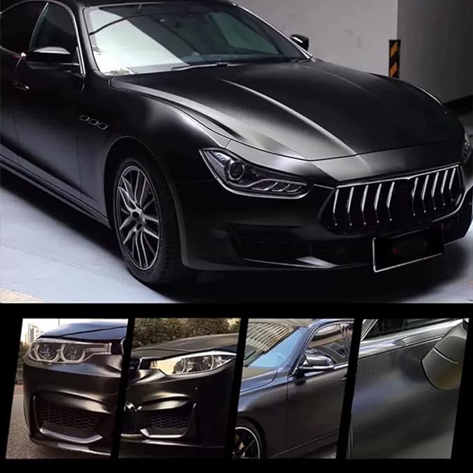 folie auto pentru colantare integrala, termoplastica, cu tehnologie "bubble free", culoare negru, finisaj mat, dimensiune 3,0m x 1,52m 4 Folie auto pentru colantare integrala, Termoplastica, cu tehnologie "BUBBLE FREE", culoare Negru, finisaj Mat, dimensiune 3,0m x 1,52m - imagine 4